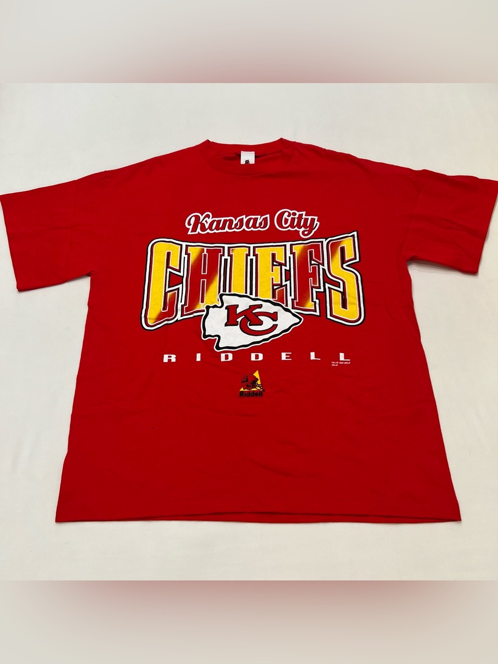 Vintage 90s Kansas City Chiefs Arrowhead Logo T Shirt XXL Single Stitch Riddell